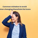 A woman in a business suit stands in front of a bright yellow background, holding her forehead in a gesture of frustration.