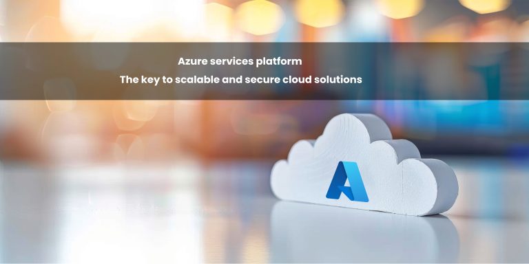A stylized white cloud with a blue "Azure" logo is placed on a reflective surface, with a blurred, colorful background.