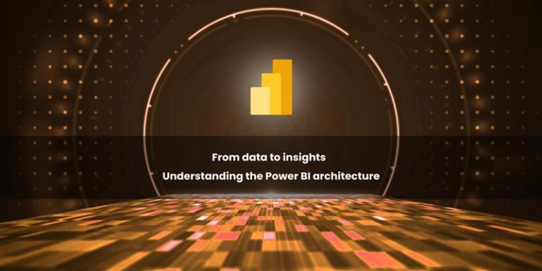A digital graphic illustrating the concept of transforming data into insights, featuring a Power BI logo and a visually engaging background.